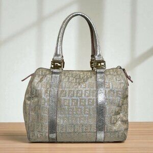 Vintage Fendi Zucchino Metallic Boston Bag